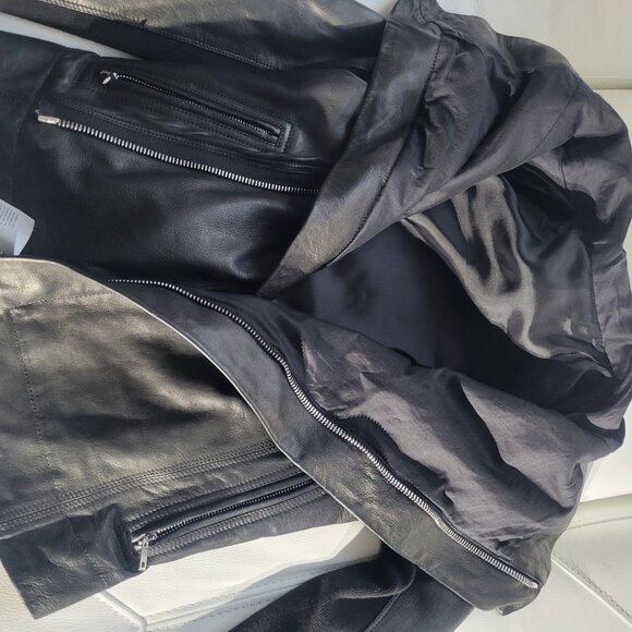RICK OWENS Black Leather Biker Jacket IT 38, US 2 or XS - Picture 5 of 9